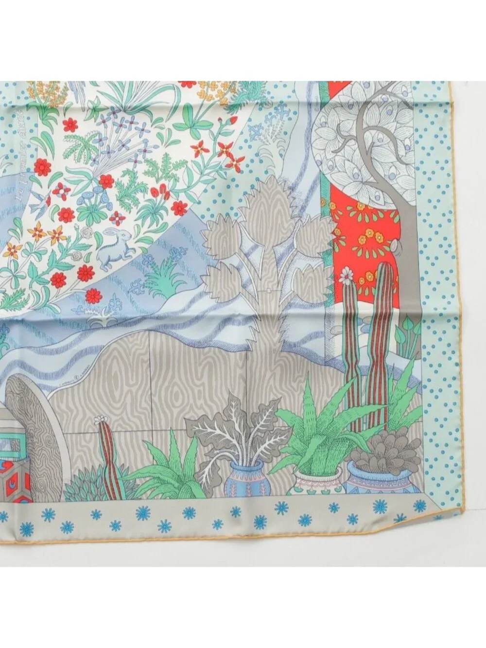 Hermes Carre 90 Silk le Premier Chant Song Of Beginnings Scarf Blue Multicolor